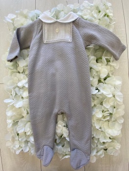 babidu Collared Quilted Sleepsuit - Grey