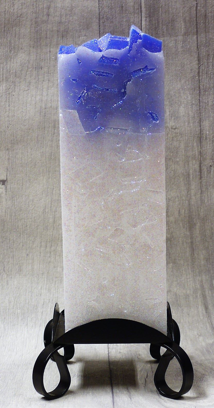 Large Blue colour topped square pillar candle