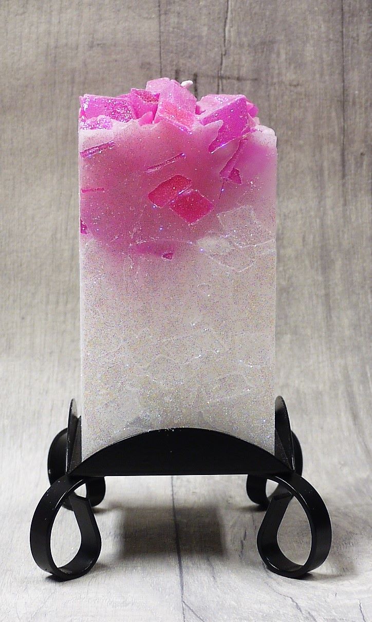 Medium Pink colour topped square pillar candles