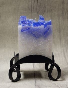 Small blue colour topped square pillar candles