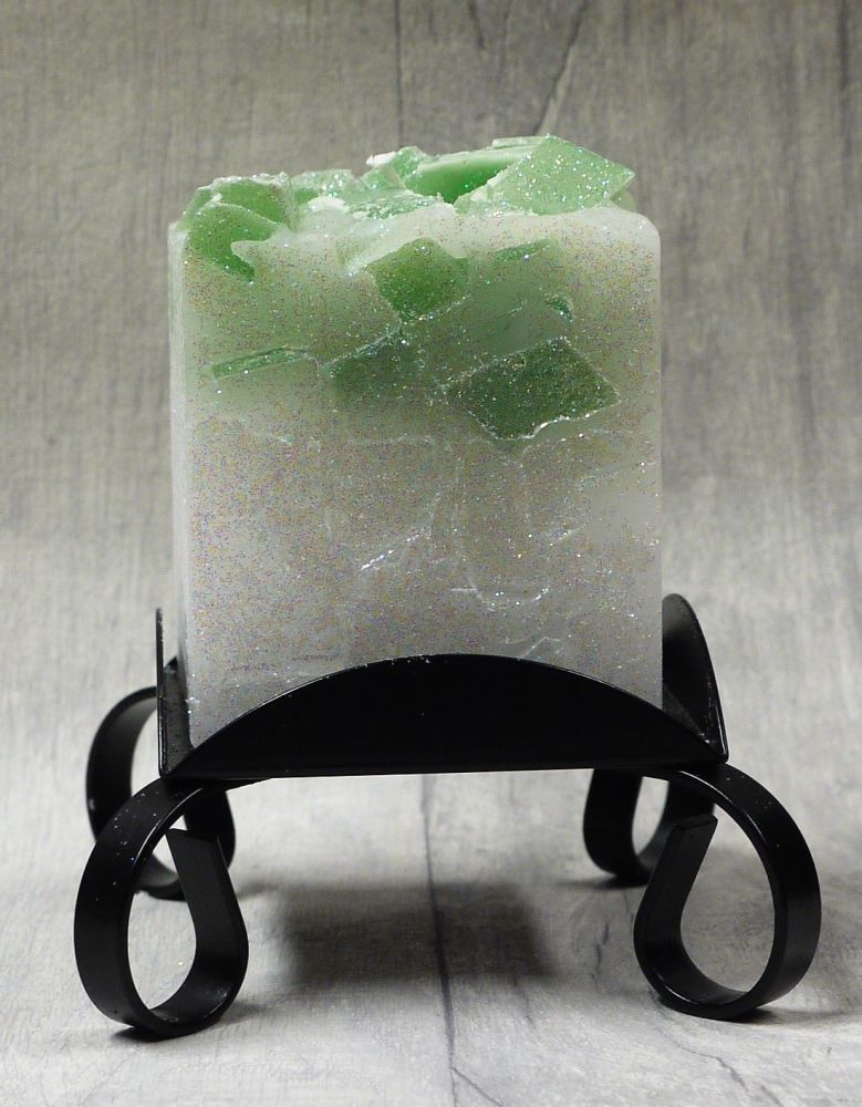 Small Green colour topped square pillar candles