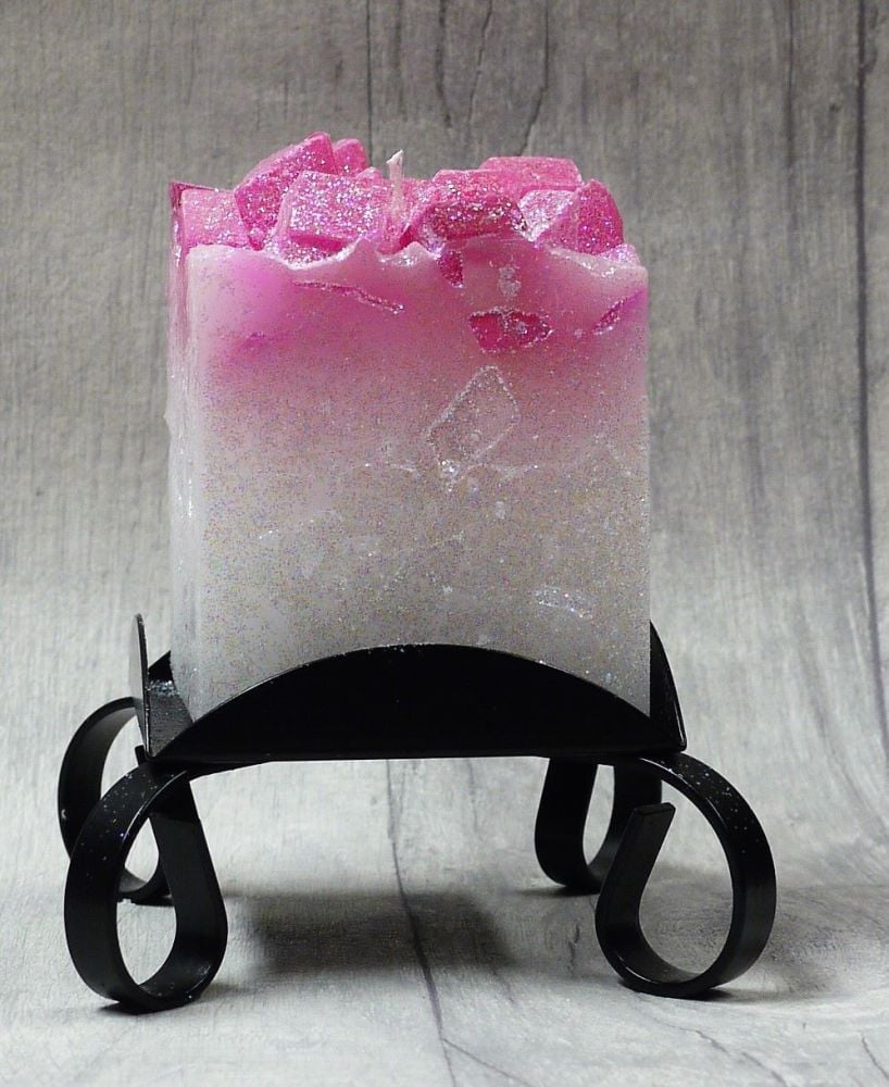 Small Pink colour topped square pillar candles