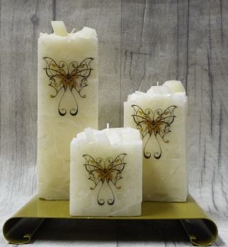 Full set of Cream square colour topped pillar candles
