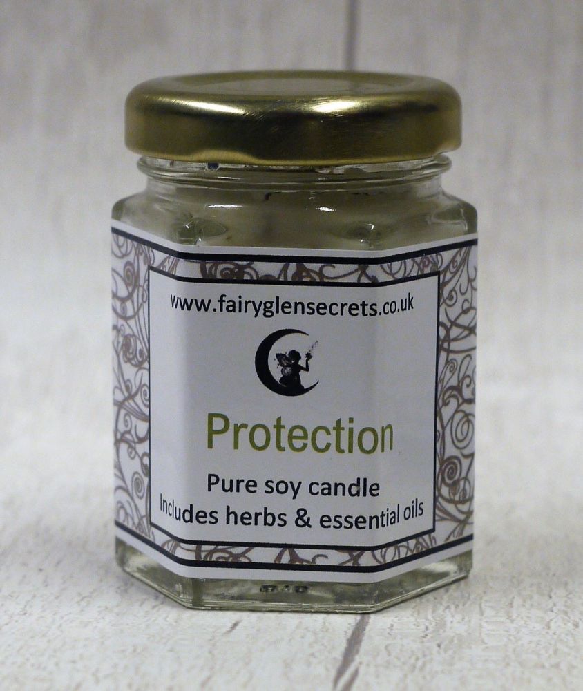Protection - Essential oil & Herb soy wax candle jar.