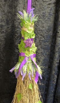Large lavender handmade besom broom