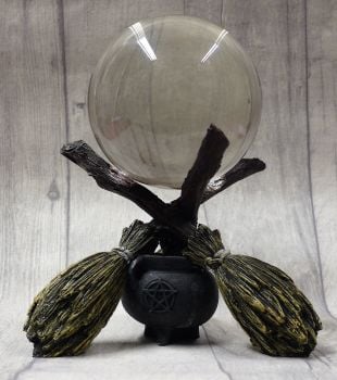 Triple Broomstick Crystal Ball And Stand