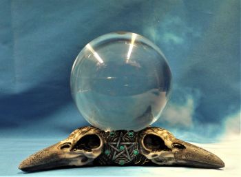 Triple Raven Crystal Ball And Stand