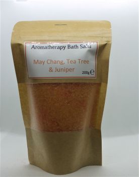 Aromatherapy Bath Salts -  Orange - May chang, Tea Tree & Juniper essential oils