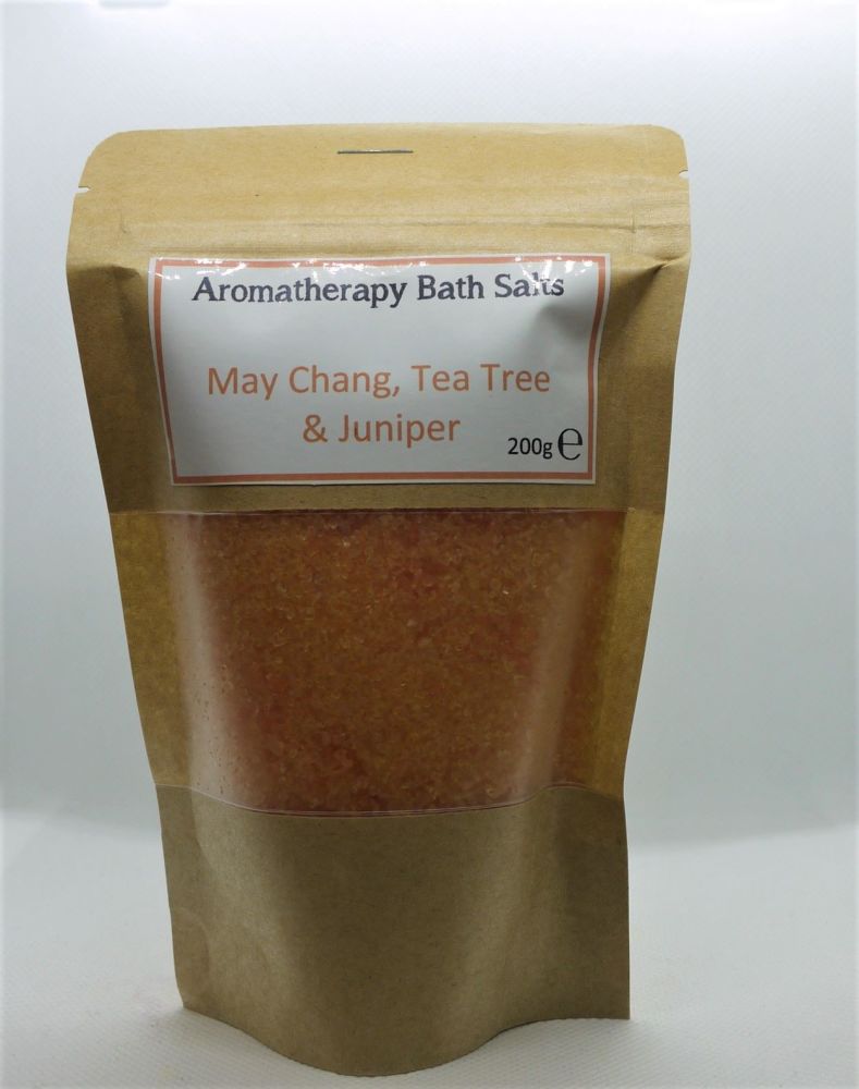 Aromatherapy Bath Salts -  Orange - May chang, Tea Tree & Juniper essential