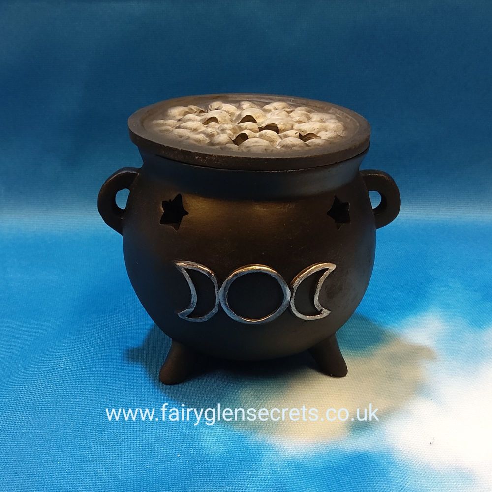 Cauldron incense cone holder - Triple Moon 