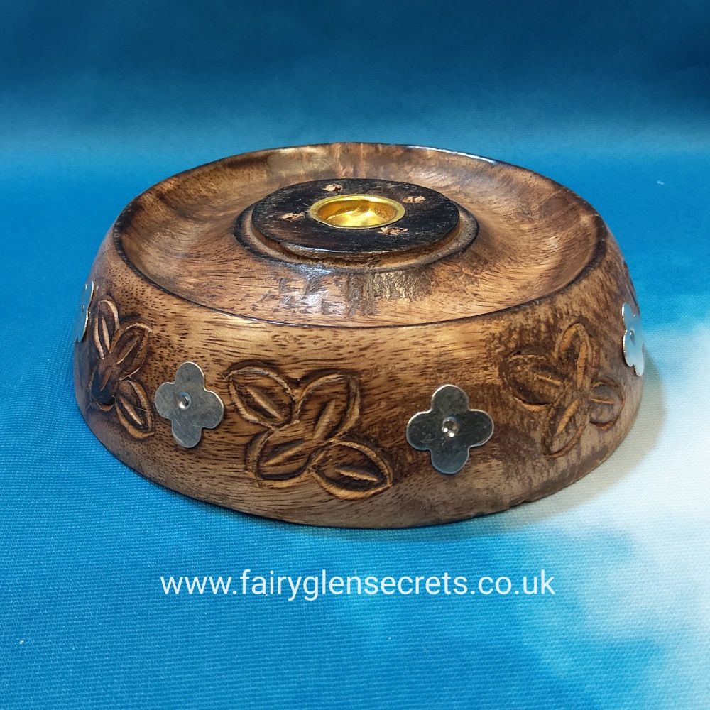 Wooden large round incense holder
