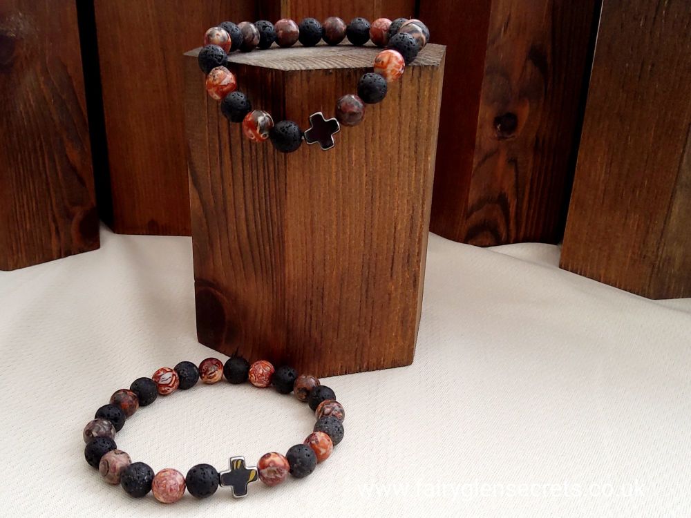 Set of 2 Gemstones Friendship Bracelets - Eternity - Leopard Skin Jasper &
