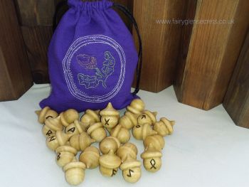 Wooden Acorn Rune Set - Stained