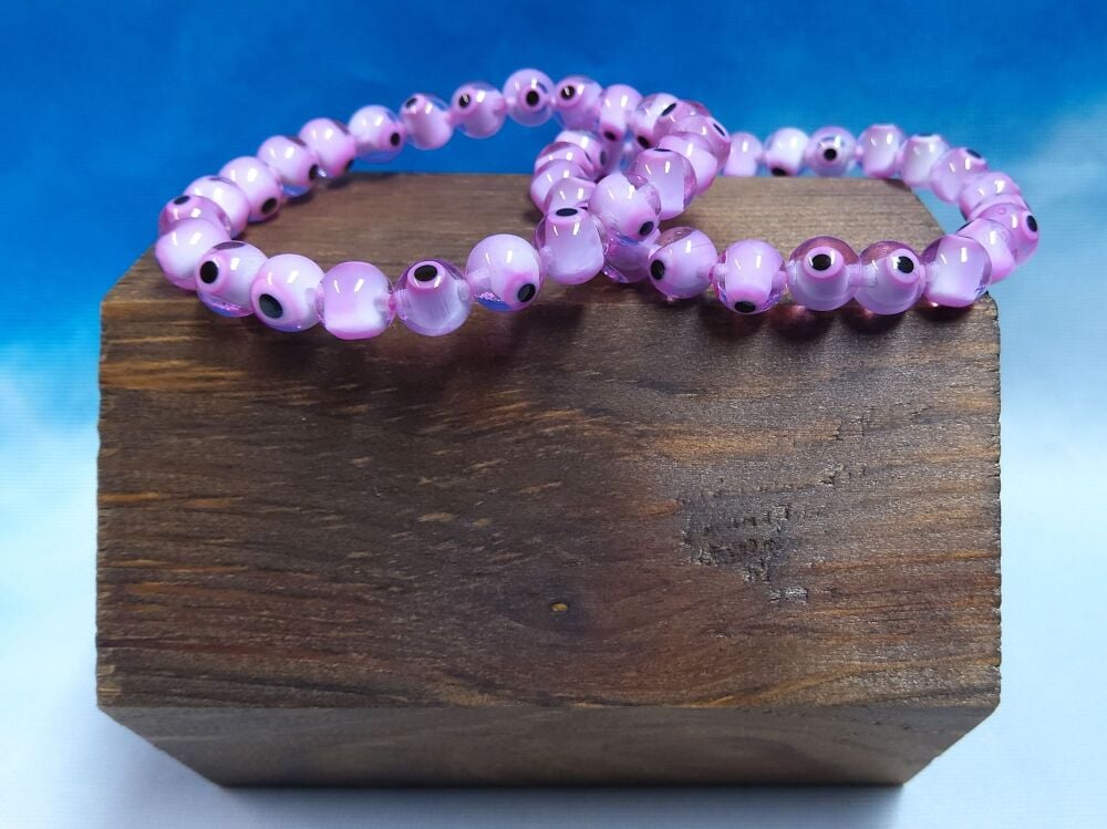 Pink evil eye bracelet