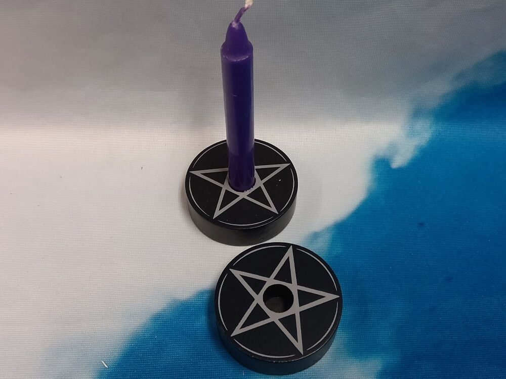 Spell Candle Holder - Pentagram - Black