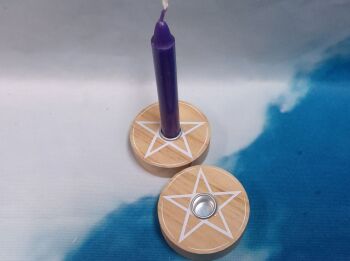 Spell candle holder - Pentagram - Natural