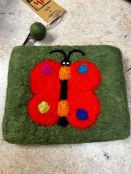 green felt butterfly purse