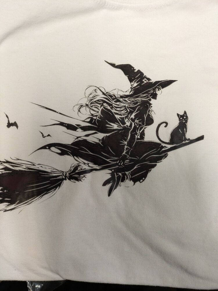 witch on broom tshirt