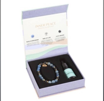 INNER PEACE BLUE LACE AGATE CRYSTAL ESSENTIAL OIL BRACELET