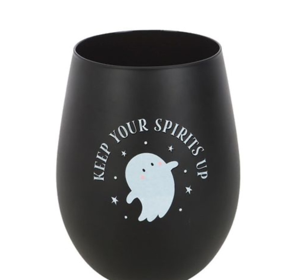 KEEP YOUR SPIRITS UP STEMLESS GHOST GLASS