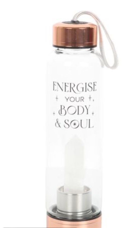 CLEAR QUARTZ BODY AND SOUL GLASS WATER BOTTLE