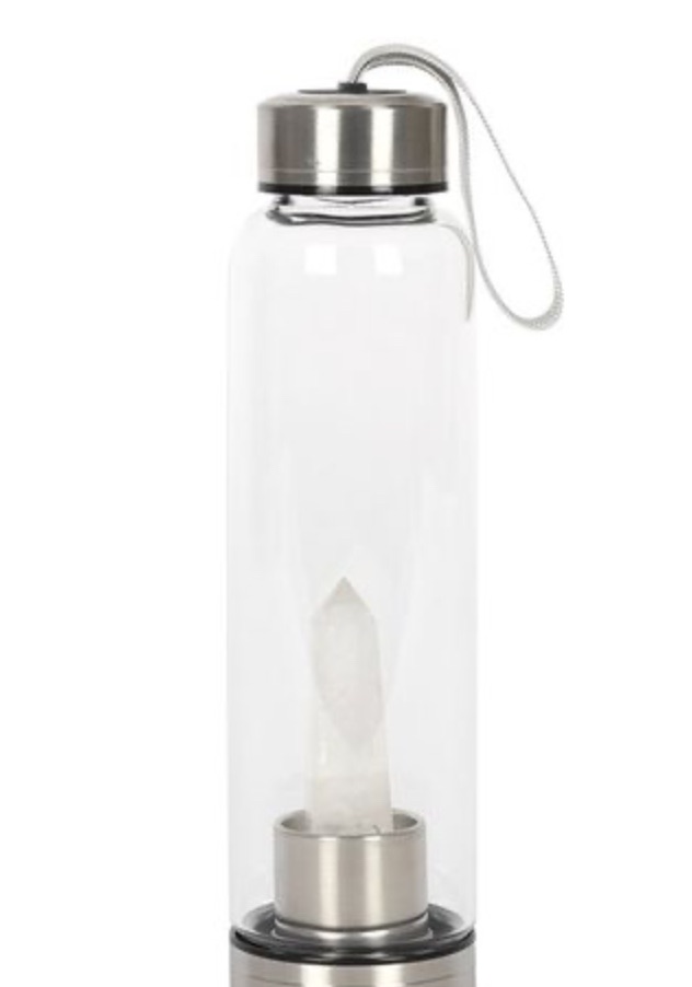CLEAR QUARTZ ENERGISING GLASS WATER BOTTLE