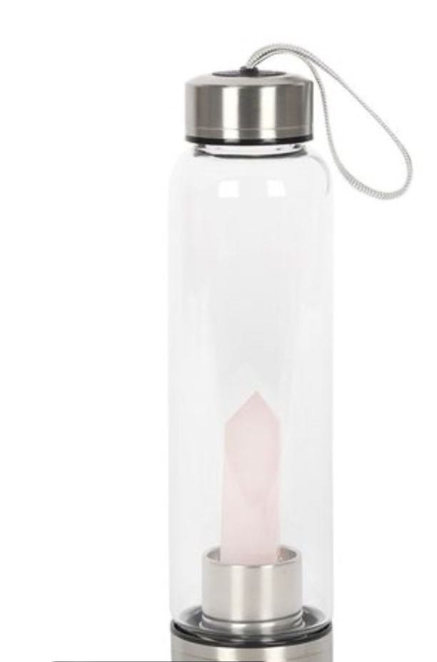 ROSE QUARTZ PURIFYING GLASS WATER BOTTLE