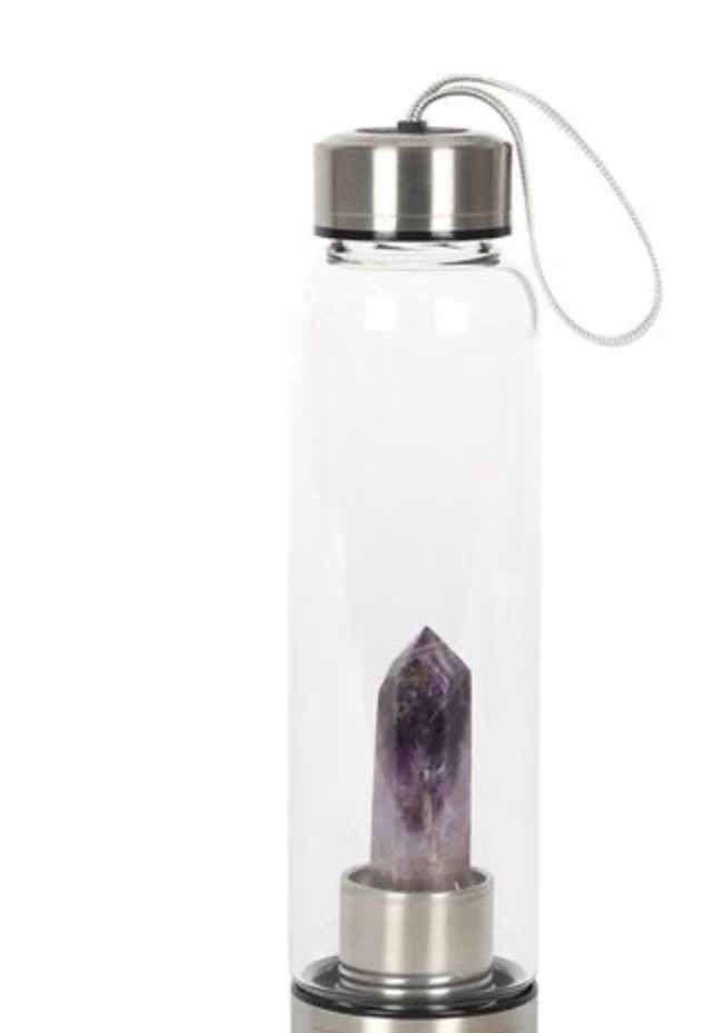 AMETHYST CALMING GLASS WATER BOTTLE