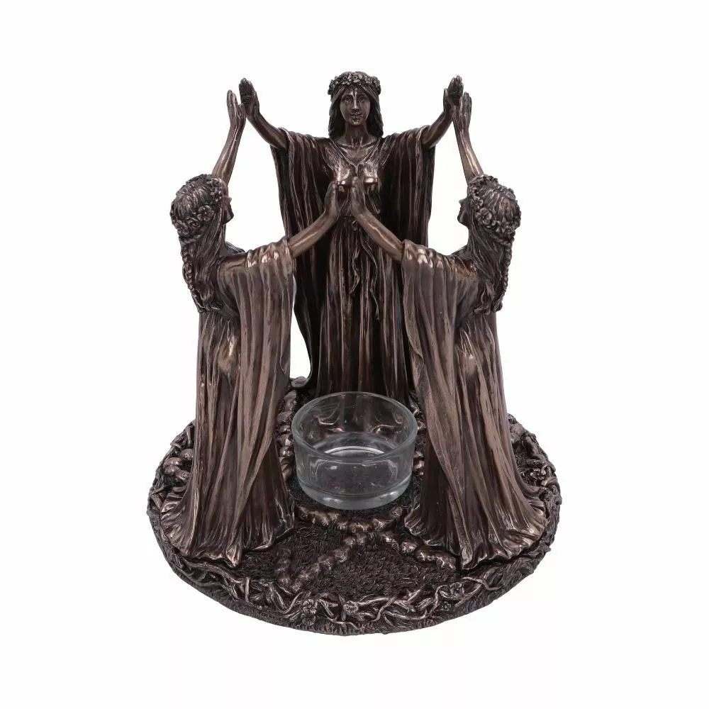 Wiccan Ceremony Triple Goddess Bronze Tea Light Holder