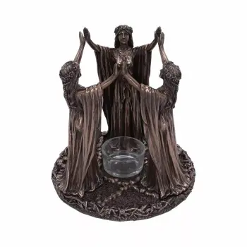 Wiccan Ceremony Triple Goddess Bronze Tea Light Holder