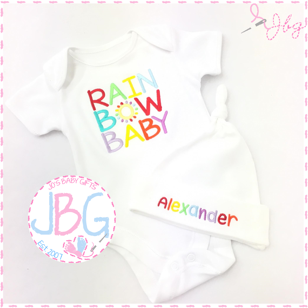 Rainbow baby vest & hat set