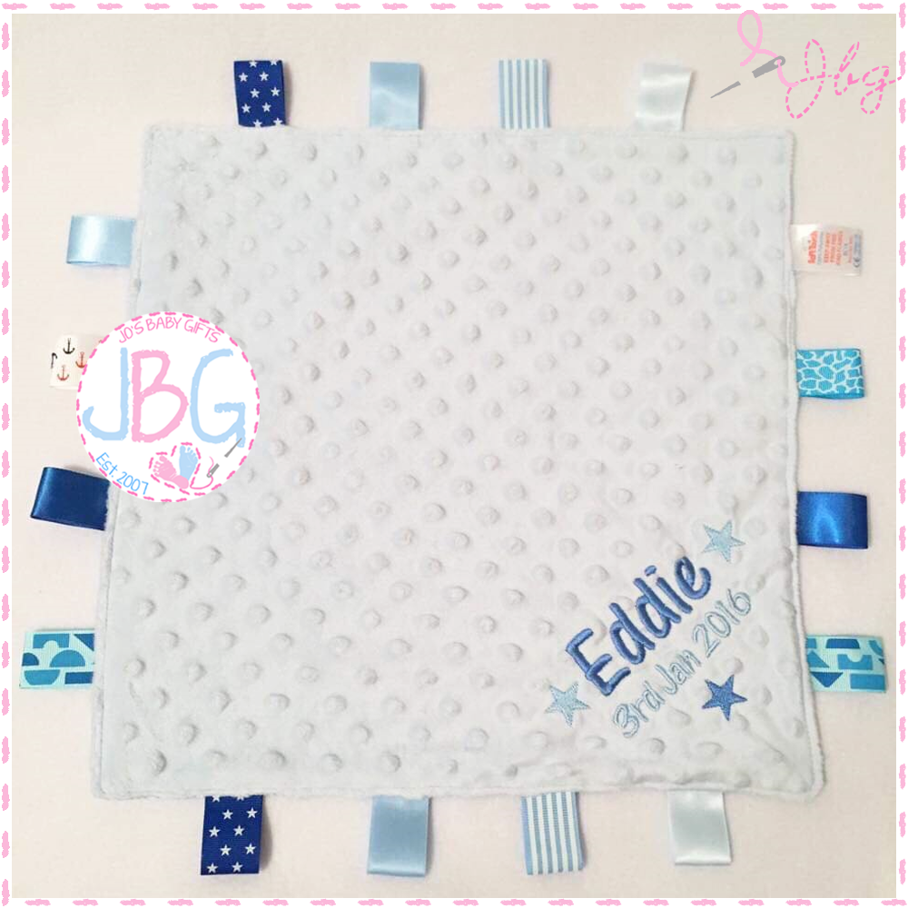 Blue Personalised Taggy Comforter