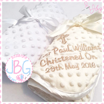 Christening Bubble Blanket with Cross
