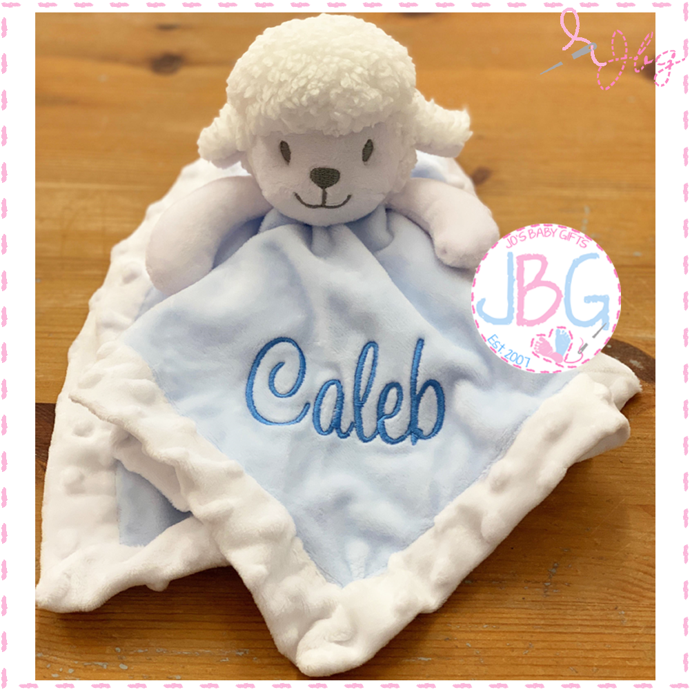 Little Lamb Personalised Comforter in Blue