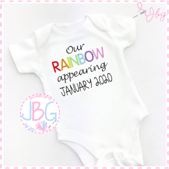 Personalised Rainbow baby vest announcement