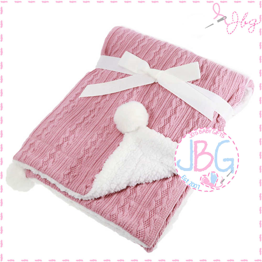 Cable Knit Dusty Pink Blanket