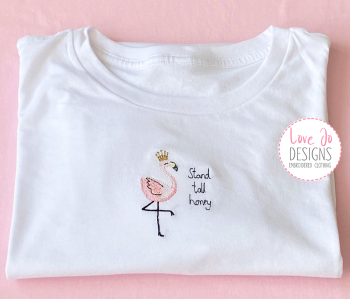 Flamingo Embroidered Tee