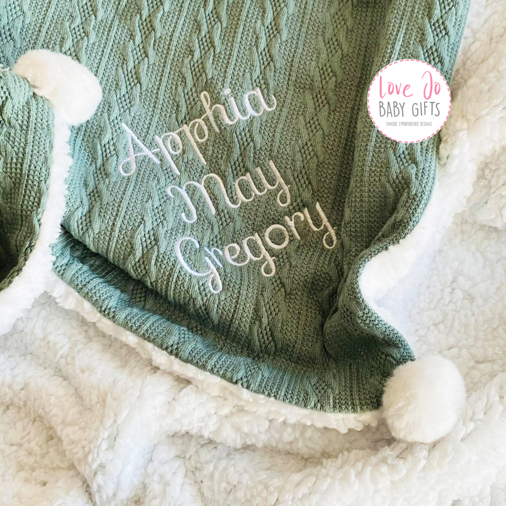 Cable Knit Sage Blanket