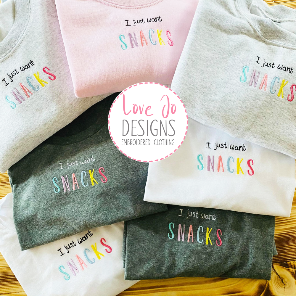 Snacks - Embroidered Sweater or Tee