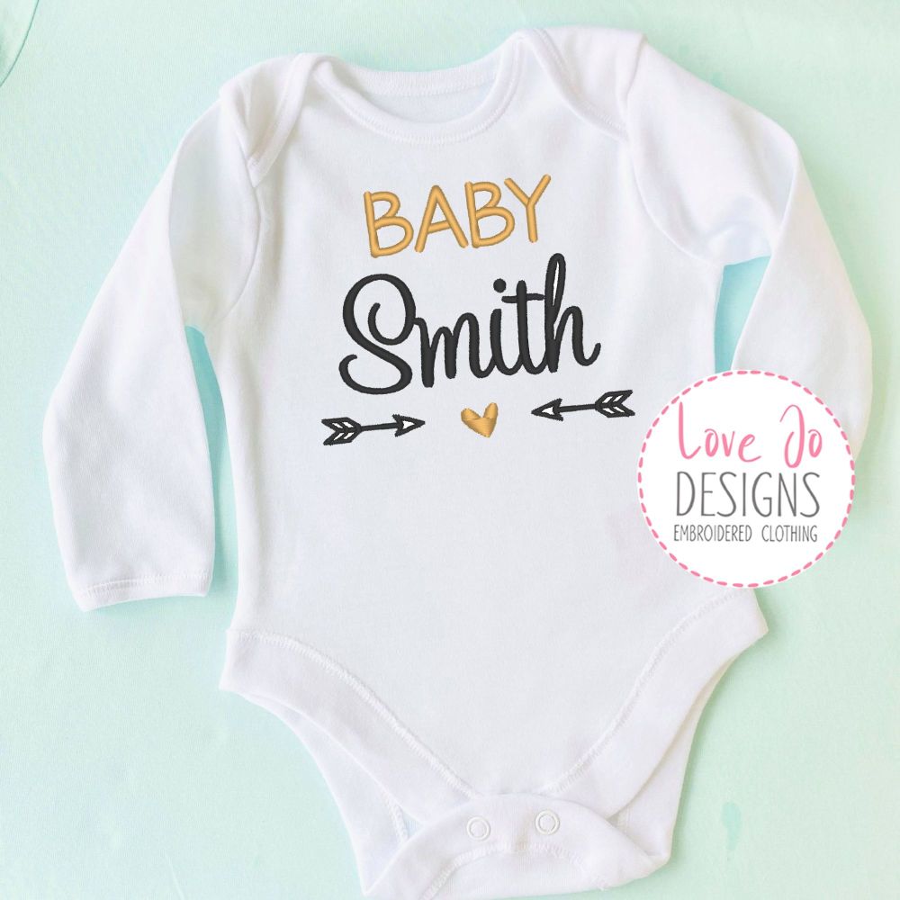 Baby Shower Gift, Birth Announcement, Embroidered baby vest, Baby Onesie