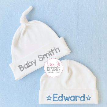 Embroidered personalised Baby Boys Hat