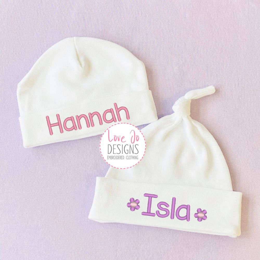 Embroidered personalised Baby Girls Hat