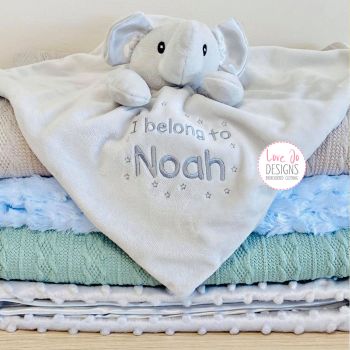 Grey Personalised Elephant Baby Comforter