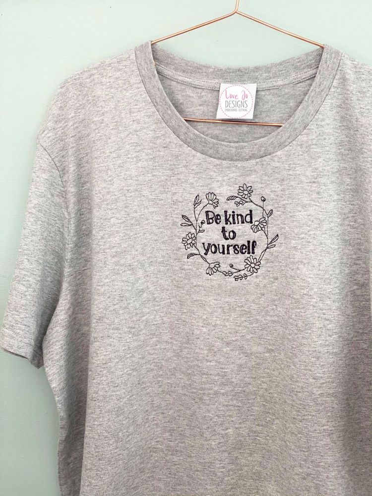 <!-- 001 --> Daisy Kind to yourself Wreath - Organic Embroidered Tee