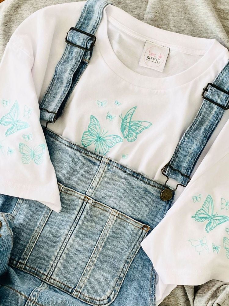 <!-- 001 --> Lots of butterflies  - Organic Embroidered Tee