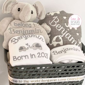  Personalised Baby Elephant Hamper Gift Set