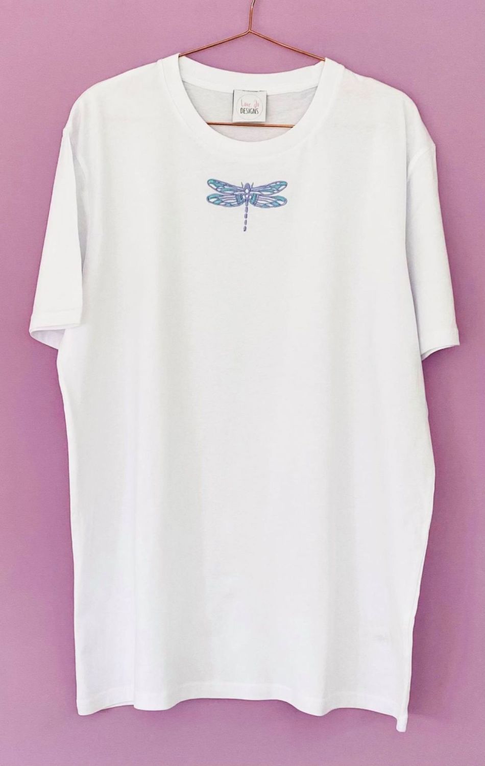 <!-- 001 --> Hand Drawn Dragonfly  - Organic Embroidered Tee
