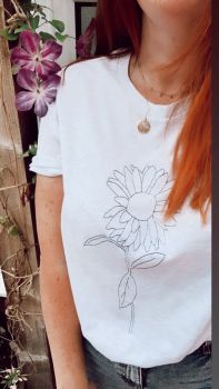 Sunflower Sketch - Organic Embroidered Tee