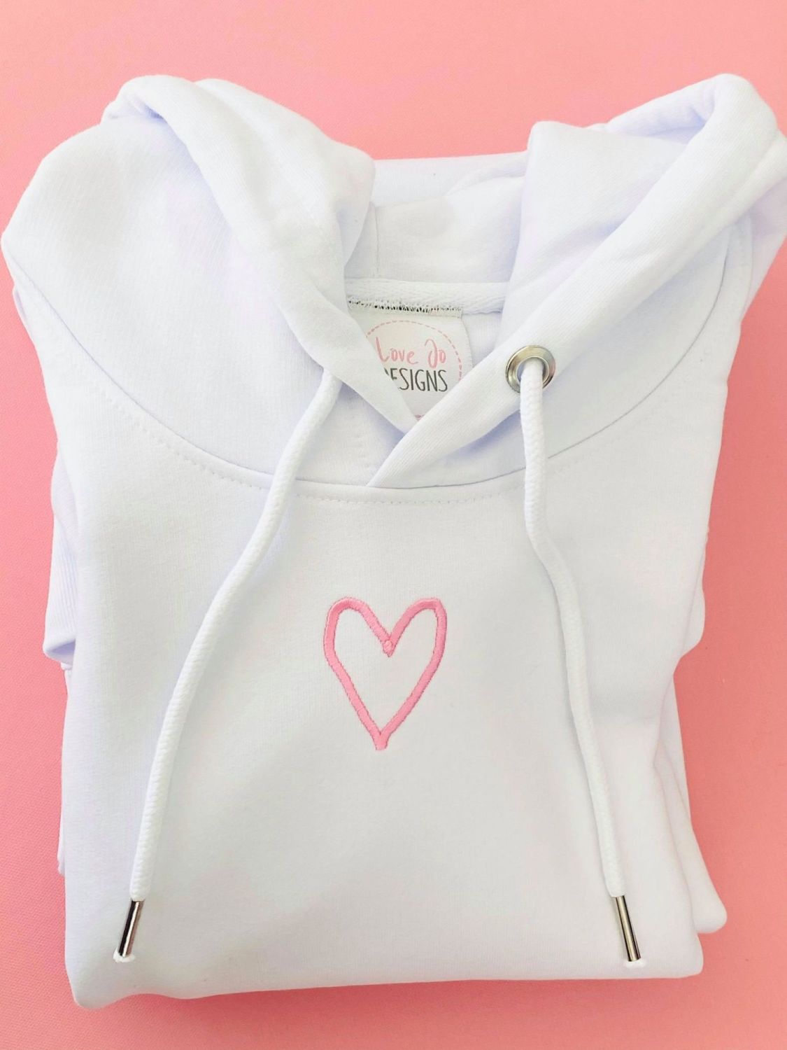 Luxury Organic Hoodie with Stitched embroidered heart design