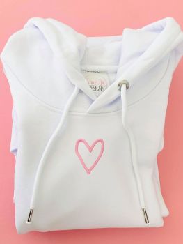  Organic Hoodie with Stitched embroidered heart design